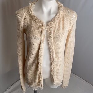 Inhabit natural color fringe open cardigan S